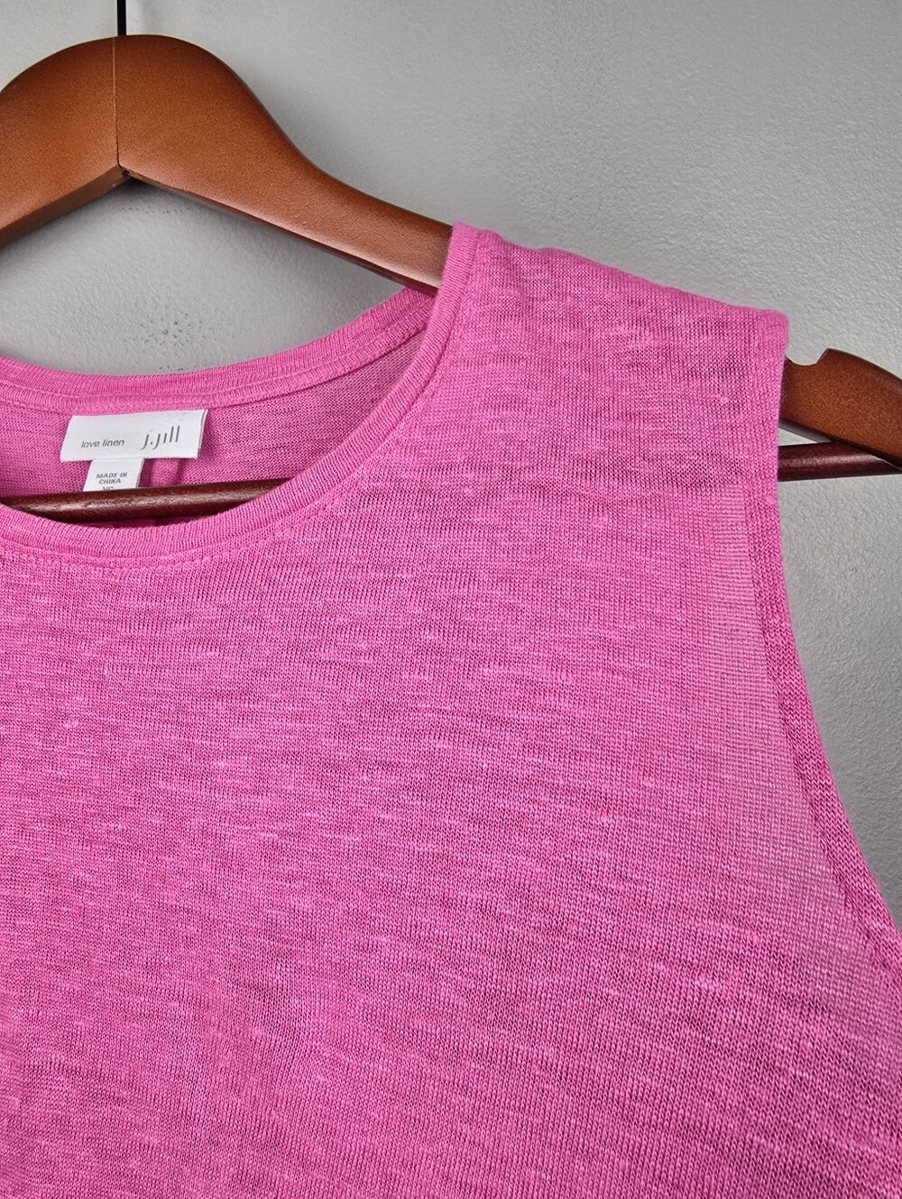 J.Jill 100% Linen Pleated Back Love Linen Tank Pink Womens XS Lagenlook Coastal - Picture 5 of 11